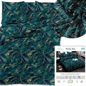 Povlečení SADA POVLEČENÍ PŘIKRÝVKA 160X200 SATÉN 4 DÍLNÁ SADA VZOR MRAMOROVÁ LÁVA