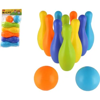 plyšák Kuželky 10ks + míče 2ks plast v sáčku 22,5x43cm