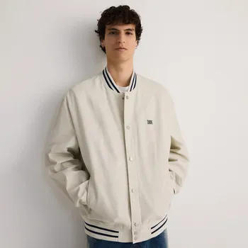 Reserved - Bunda bomber s ozdobnou výšivkou - tělová - 7210H-02X - 7210H-02X-XL