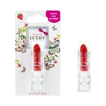 Karnevalový kostým Lukky rtěnka se třpytkami, příchuť jahoda, červená