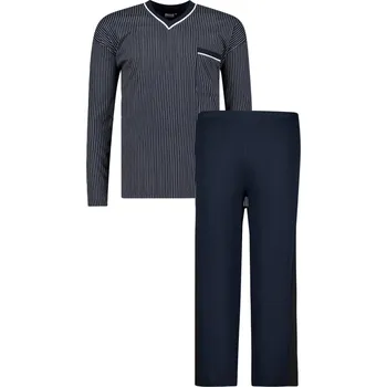 Pánské pyžamo ADAMO pyžamo pánské 119252 360 nadměrná velikost dlouhý rukáv 7XL tmavě modrá
