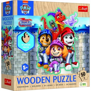 Puzzle dřevěné nepravidelné tvary Tlapková patrola/Paw Patrol 50 dílků 20,6x26,7cm v krabici 20x20cm