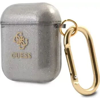Pouzdro na mobilní telefon GUESS 4G TPU Glitter Pouzdro pro Apple Airpods 1 2 černá (3666339009847)