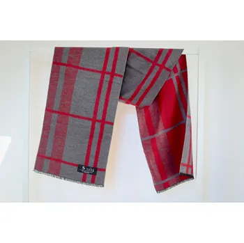 Šála Šála z česaného hedvábí červeno-šedá oboustranná, HEDVÁBNÝ SVĚT