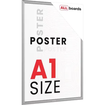 Kancelář Allboards Plakátový rám A1 – Uzamykatelný stříbrný Klip rám FRAME_A1S