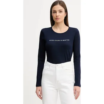 Pánské tričko Bavlněné tričko s dlouhým rukávem United Colors of Benetton 3GA8E16G0 námořnická modř 59X, vel. XL