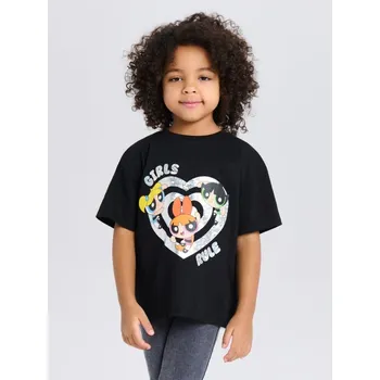 Sinsay - Bavlněná košilka s potiskem Powerpuff Girls - černá - 083IL-99X - 083IL-99X-128