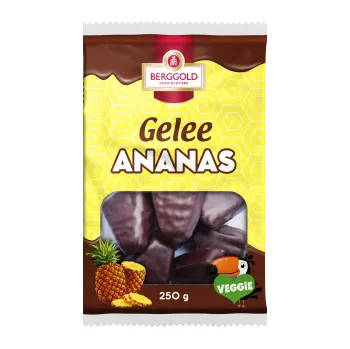 Čokoláda Heinerle-Berggold Schokoladen GmbH, Raniser Str. 11, D-07381, Pössneck - Vyrobeno v Německu Želé ananas v hořké čokoládě 250g