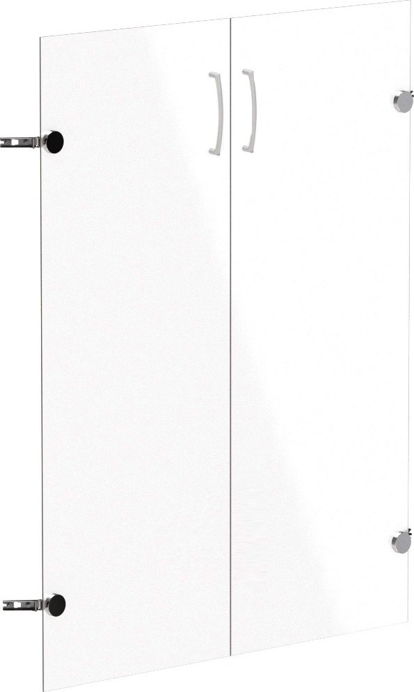 Skleněné dveře bez rámu, šířka 80cm, výška 77,7cm (Skleněné dveře s tvrzeným sklem pro skříň se 2 policemi)