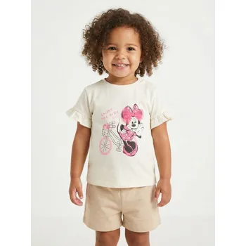 Dívčí tričko Sinsay - Bavlněná košilka s potiskem Minnie Mouse - krémová - 979HG-01X - 979HG-01X-80