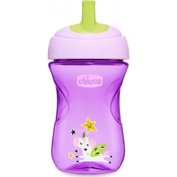 Kojenecká láhev Chicco Hrneček Advanced s brčkovým náustkem 266 ml, 12m + Fialová