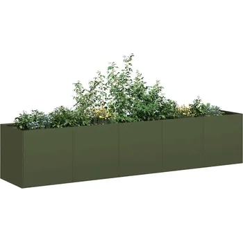 Truhlík OMAXI Truhlík olivově zelený 200x40x40 cm ocel válcovaná za studena 675682