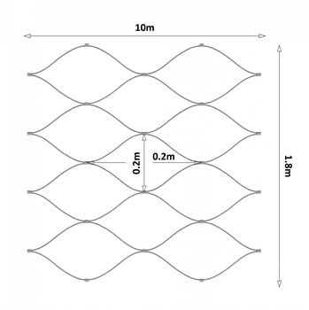 KOVIAN, s.r.o. Lanová sieť, 1,8 x 10 m, oko 200 x 200 mm, ø 2 mm, AISI 316
