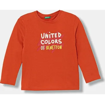 Chlapecké oblečení Dětské bavlněné tričko s dlouhým rukávem United Colors of Benetton 3I1XG10LM.P.Stagionale oranžová 22X, vel. 116