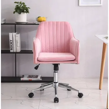 Elegantní otočné křeslo ze sametu ve starorůžové barvě