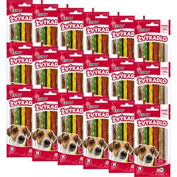 Pamlsek pro psa Akinu Tyčinky pamlsek pro psy vícebarevné žvýkací 12,5 cm 18 x 9 ks