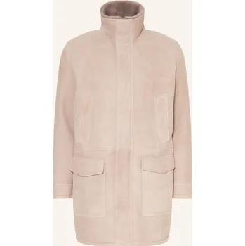 Pánský kabát Arma Pánský Kožený Kabát Mano S Jehněčí Kožešinou, černošedá, 54