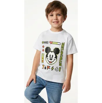 Chlapecké tričko Sinsay - Bavlněná košilka s potiskem Mickey Mouse - bílá - 256HG-00X - 256HG-00X-110