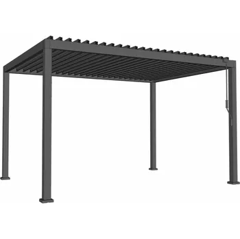 Pergola Hliníková zahradní pergola šedá s LED, 3x4×2,5 m