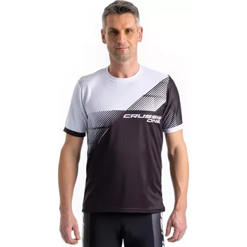 Pánské tričko Crussis Sportovní tričko – ONE pánské krátký rukáv černá/bílá Velikost: 4XL