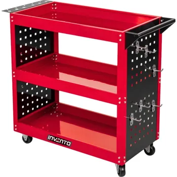 Skříňka na nářadí/dílenský vozík se 3 policemi a perforovanými bočnicemi, nosnost 100 kg INVENTO