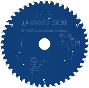Pilový kotouč BOSCH Pilový kotouč EXPERT Aluminium cordless pro okružní pilu, 150 × 1,8/1,3 × 20 mm, T48 2608902118