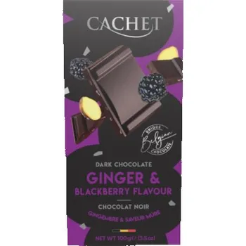 Čokoláda Tabulková čokoláda Cachet - Hořká s ostružinami a zázvorem, 100 G