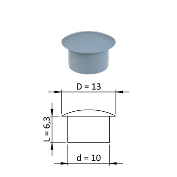 Stavební profil KOVIAN, s.r.o. Vnitřní krytka kulatá ø 13 mm, otvor ø 10 mm, šedá, plast