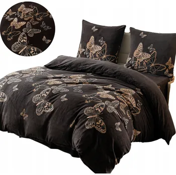 Povlečení Povlečení Tlusté z mikrovlákna Medvídek 220x200 cm 3 Č. Motýli na bronzu