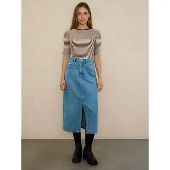 Dámská sukně Sinsay - Džínová sukně s vybledlým efektem - modrá - 472GY-50J - 472GY-50J-36