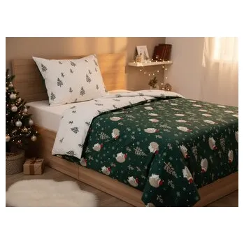 Vánoční mikrovláknové povlečení | ERIZO | s motivem ježka | 140x200 + 1*70x80 cm | 758683