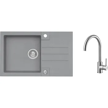 Granitový dřez Alveus SET ROCK 130 Steel + BATERIE ELZA + dárek + 5 % sleva v košíku s kódem SLEVA5