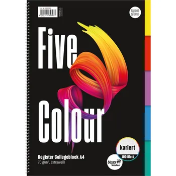 Blok Kroužkový blok College 5Colours A4, čtverečkovaný, s rejstříkem - 100