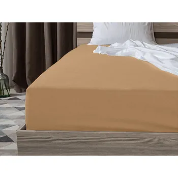Bytový textil Jersey prostěradlo s lycrou světle hnědé 90 x 200 cm