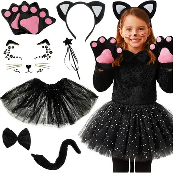 Karnevalový kostým Kruzzel 26745 dětský kostým 7 ks kočka 3-10 let