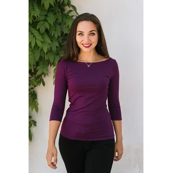 Pánské tričko Bamboo tričko Amabile s 3/4 rukávem švestkově fialové Velikost: XS