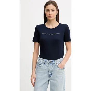 Pánské tričko Bavlněné tričko United Colors of Benetton 3GA8E16A2 námořnická modř 59X, vel. XXS