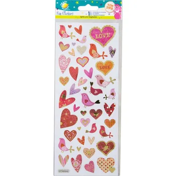 samolepka WEST DESIGN Samolepky třpytivé Srdíčka a ptáčci
