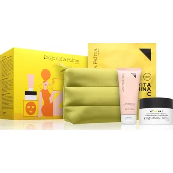 Přípravek na čištění pleti a oči Diego dalla Palma Vitamin C Diego dalla Palma protivráskový rozjasňující krém 50 ml + Diego dalla Palma plátýnková maska 1 ks + Diego dalla Palma odličovací krém pro dokonalé vyčištění pleti 50 ml + Diego dalla Palma kosmetická taštička 1 ks