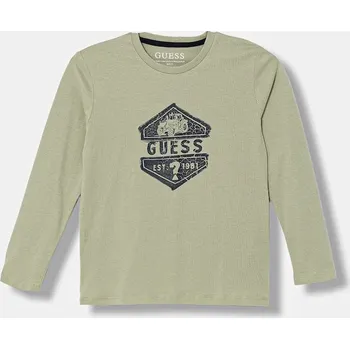Dětské bavlněné tričko s dlouhým rukávem Guess N6RI19.K8HM4.PPY2 zelená 70X, vel. 96-104