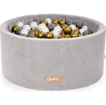 Dětský bazének Flumi Bazének s míčky 200 ks manšestr šedý, zlaté míčky