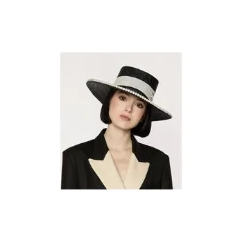 Klobouk GIODORO Klobouk Ixonio Iconic Canotier Straw Pearl Černá OS