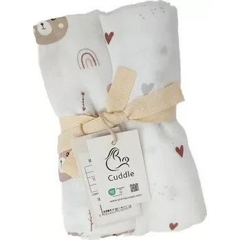 látková plena Prem Mušelínová plena 70 x 70 cm - 2 ks v balení karamelová srdíčka + méďa šíp