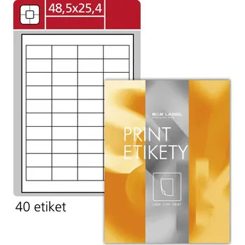 Samolepící etiketa Snímatelné etikety S&K Label - bílé, 48,5 x 25,4 mm, 4 000 ks
