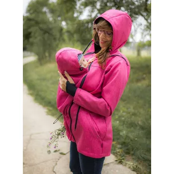 Těhotenská móda Softshellová nosící parka 2v1 - růžová žíhaná Velikost: S
