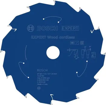 Pilový kotouč BOSCH Pilový kotouč EXPERT Wood cordless, 160&nbsp;×&nbsp;1,5/1&nbsp;×&nbsp;20&nbsp;mm, T12 2608902144