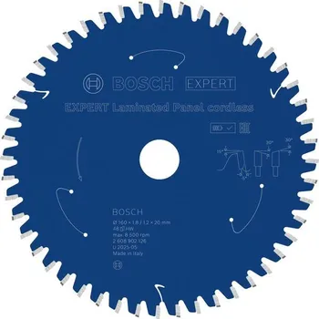 Pilový kotouč BOSCH Pilový kotouč EXPERT Laminated Panel cordless, 160 × 1,8/1,2 × 20 mm, T48 2608902126