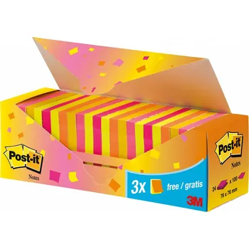 Samolepící bloček Samolepicí bloček Post-it - 76 x 76 mm, neonové barvy, 24 x 100 lístků
