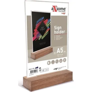 Prezentační T stojan CEP A5, dřevo/čirý