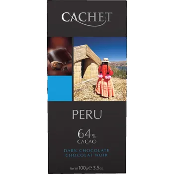 Cukrovinka Tabulková čokoláda Cachet Peru 64% - Hořká, 100 G